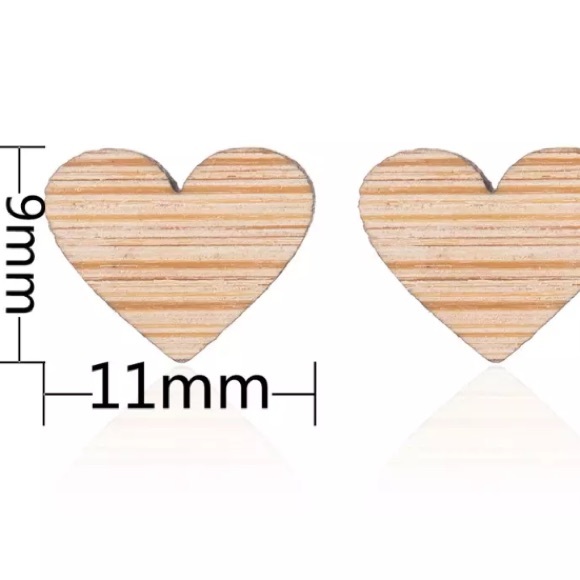 wood heart star earrings - Picture 7 of 8